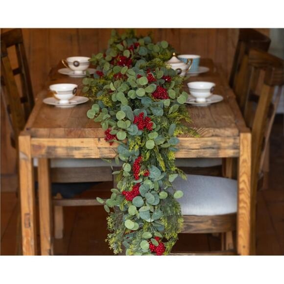 6FT Christmas 144 Branch Tips Cedar Garlands, Anna's Whimsy Artificial Pine - Picture 4 of 7
